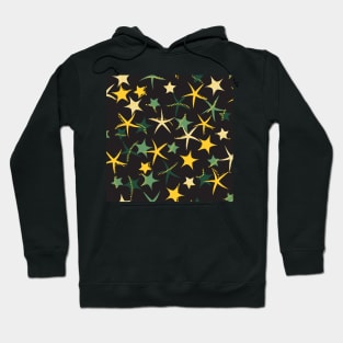 Starfish galaxy in sage green, golden yelllow, forest green and pale cream Hoodie